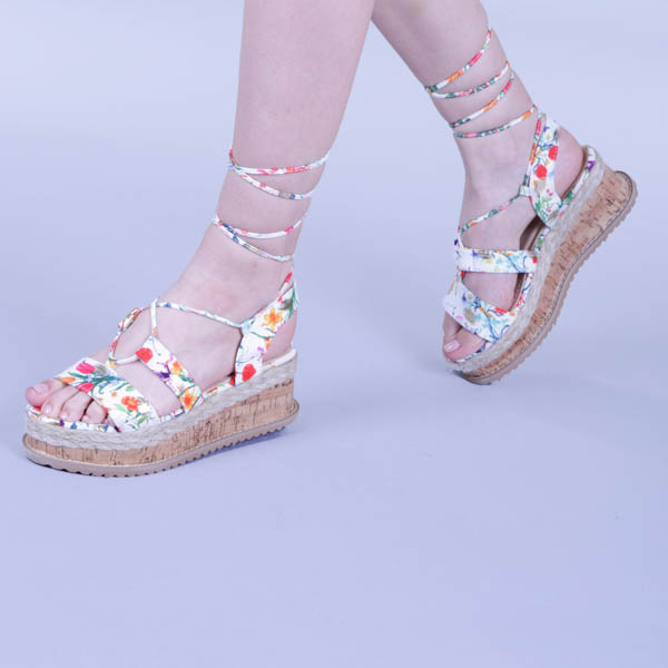 Sandale dama Afina albe floral kalapod.net imagine reduceri